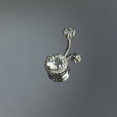 Pink CZ Belly Ring Elegant Navel Piercing