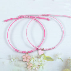 Pink Four LEAF CLover Love Woven Bracelet