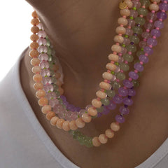 Pink Green Natural Stone Beaded NeckLace