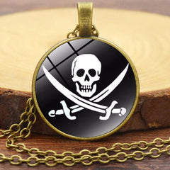 Pirate Skull Alloy Glass NeckLace
