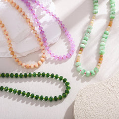 Pink Green Natural Stone Beaded NeckLace