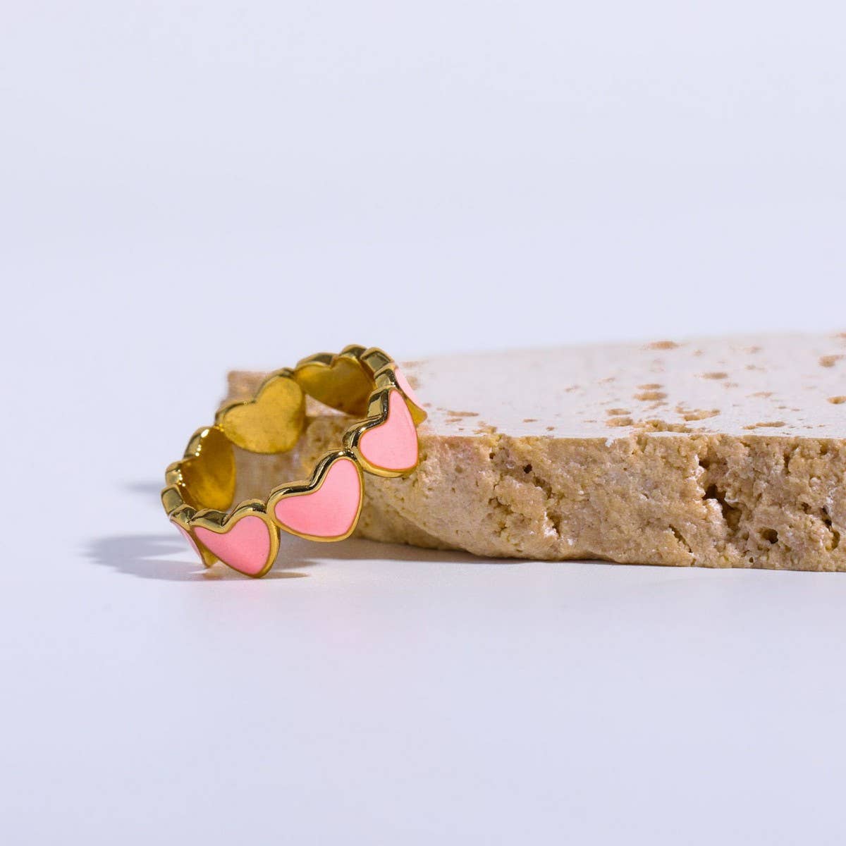 Pink Oil Drop Heart Fresh And Sweet Ring