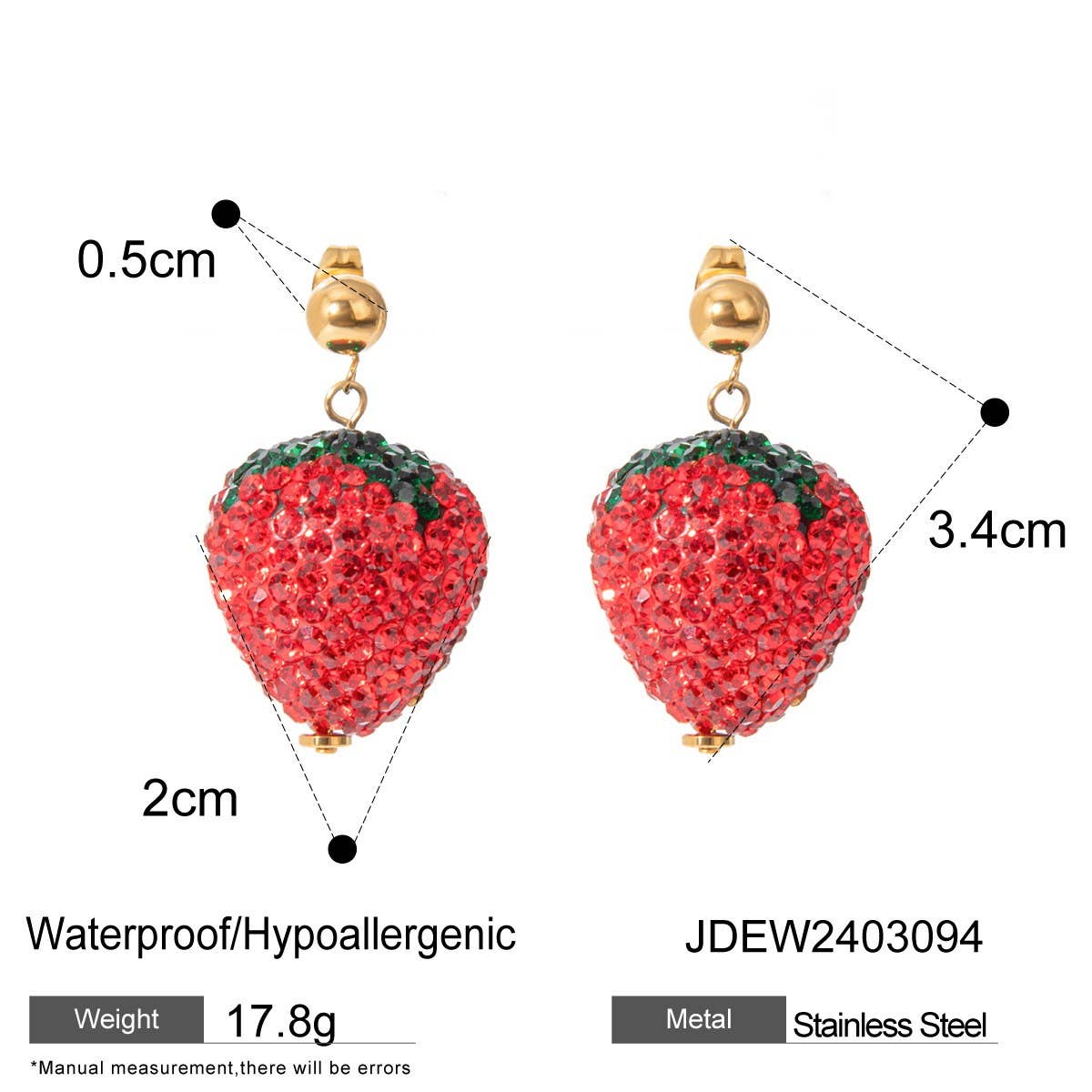 Personalized Trendy Strawberry Earrings