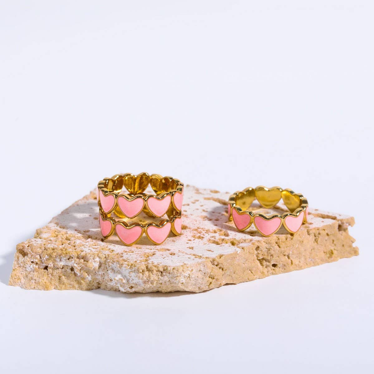 Pink Oil Drop Heart Fresh And Sweet Ring