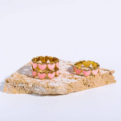 Pink Oil Drop Heart Fresh And Sweet Ring