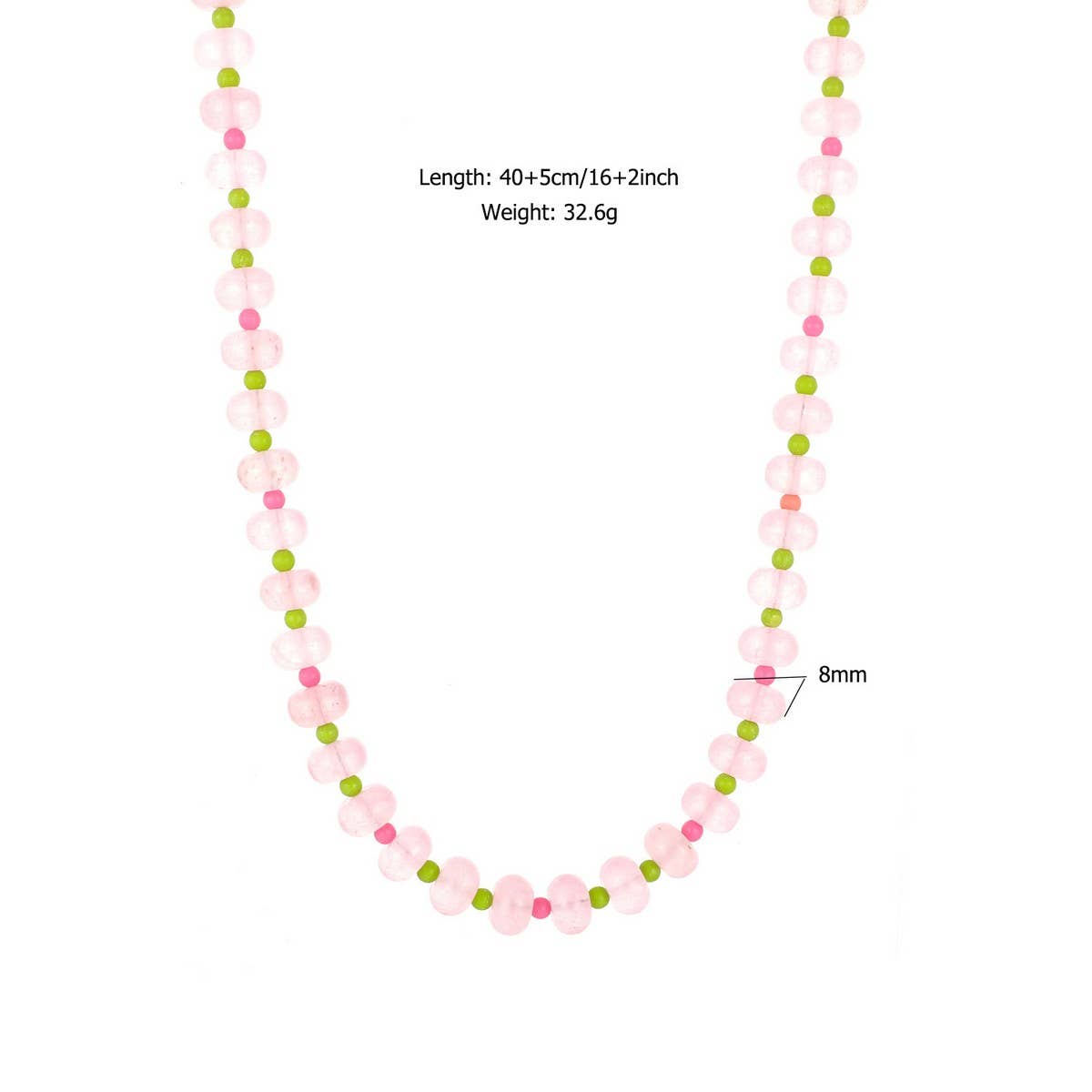 Pink Green Natural Stone Beaded NeckLace