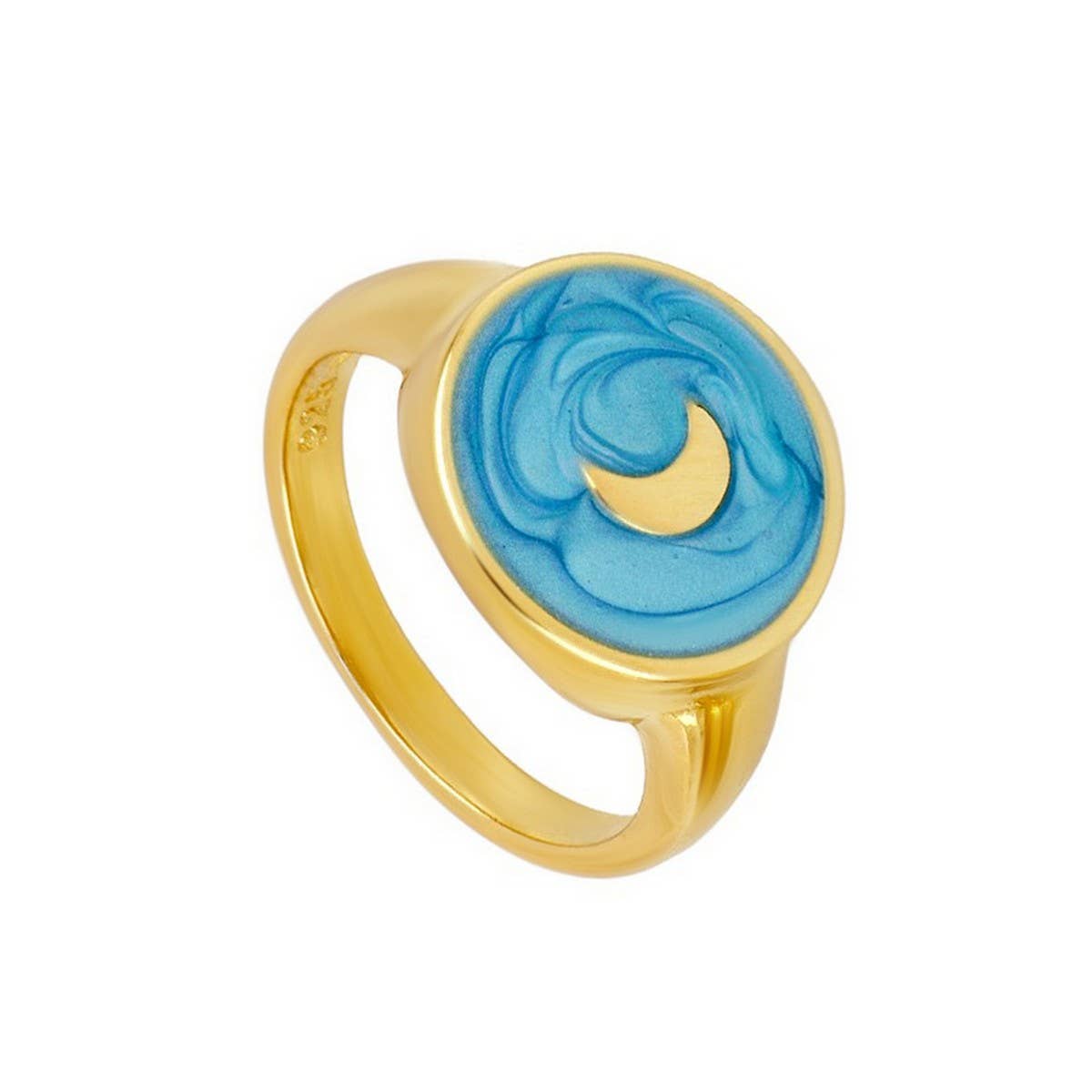 Retro Oil Drop Moon Creative Ring