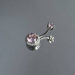 Pink CZ Belly Ring Elegant Navel Piercing