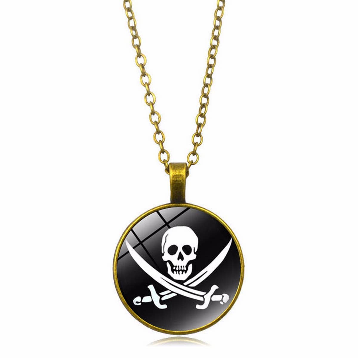 Pirate Skull Alloy Glass NeckLace