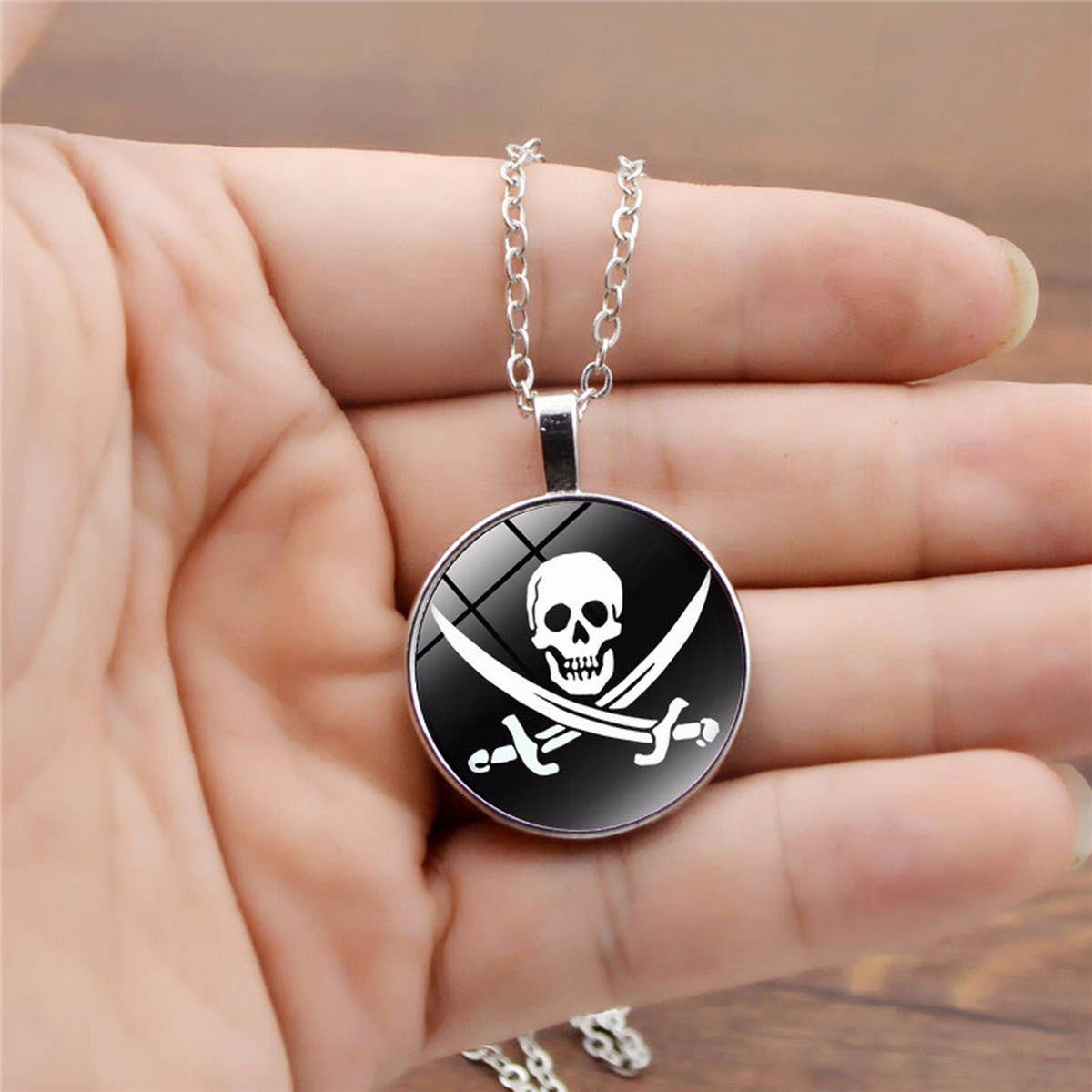 Pirate Skull Alloy Glass NeckLace