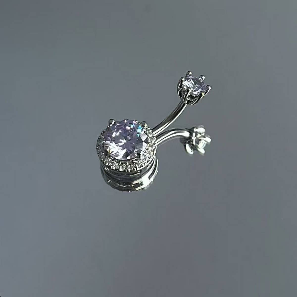 Pink CZ Belly Ring Elegant Navel Piercing