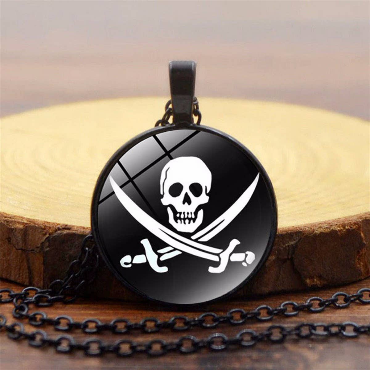 Pirate Skull Alloy Glass NeckLace