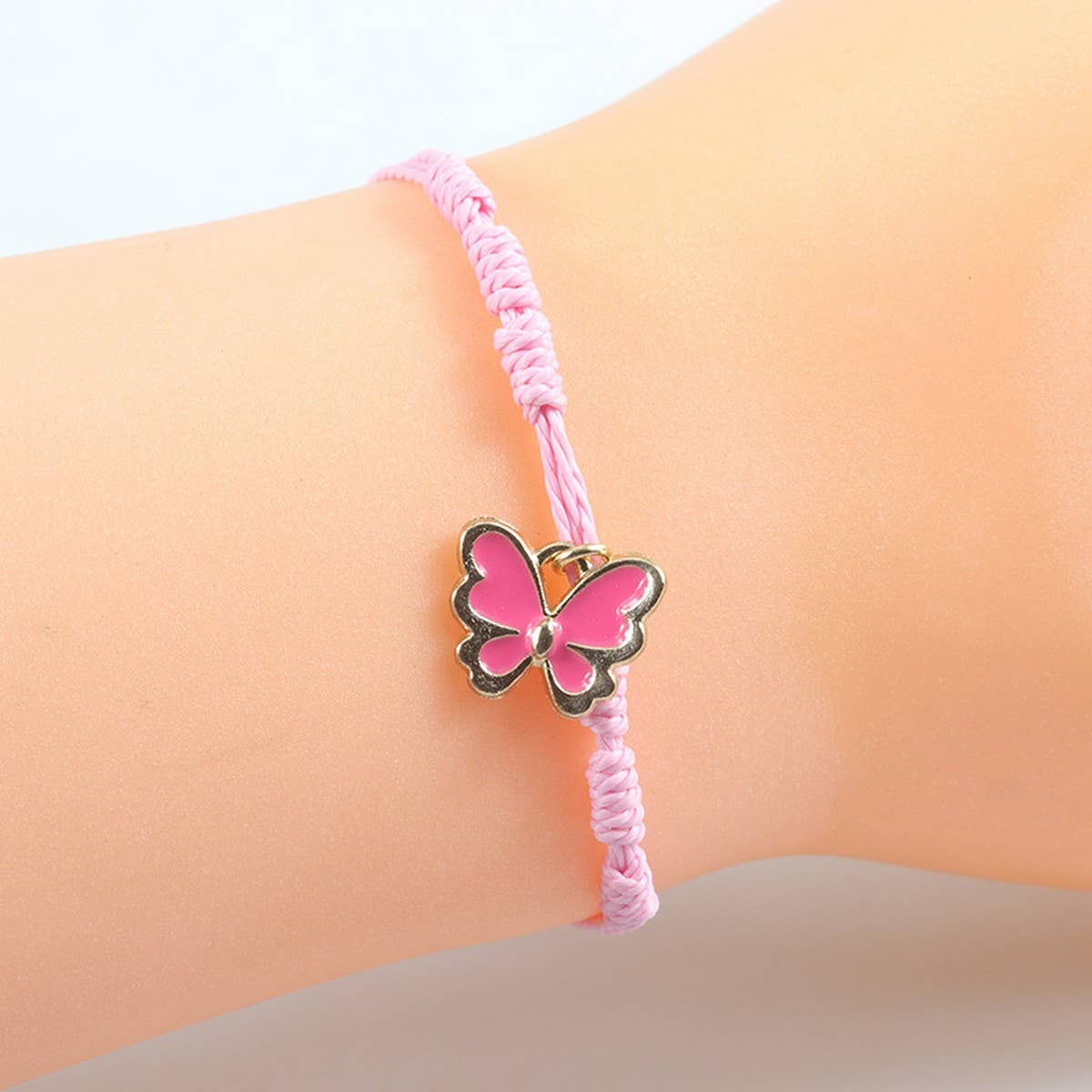 Pink Four LEAF CLover Love Woven Bracelet