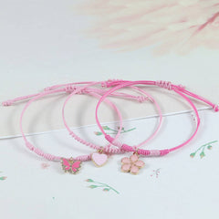 Pink Four LEAF CLover Love Woven Bracelet