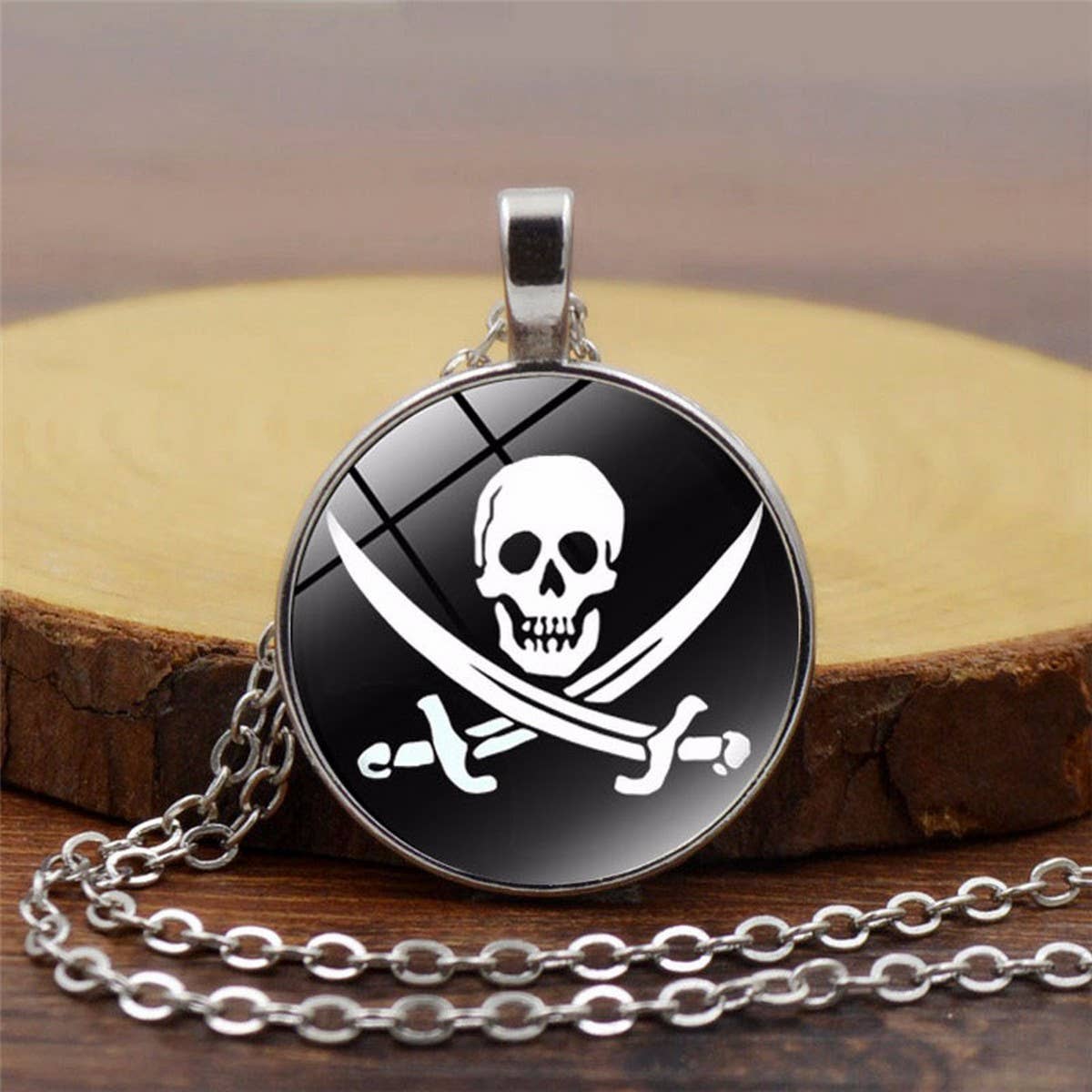 Pirate Skull Alloy Glass NeckLace