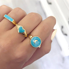 Retro Oil Drop Moon Creative Ring