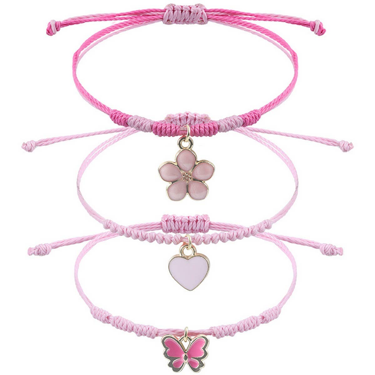 Pink Four LEAF CLover Love Woven Bracelet