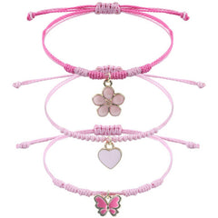 Pink Four LEAF CLover Love Woven Bracelet