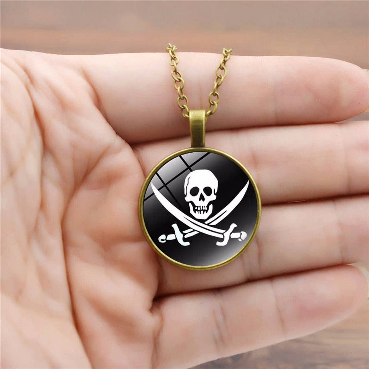 Pirate Skull Alloy Glass NeckLace