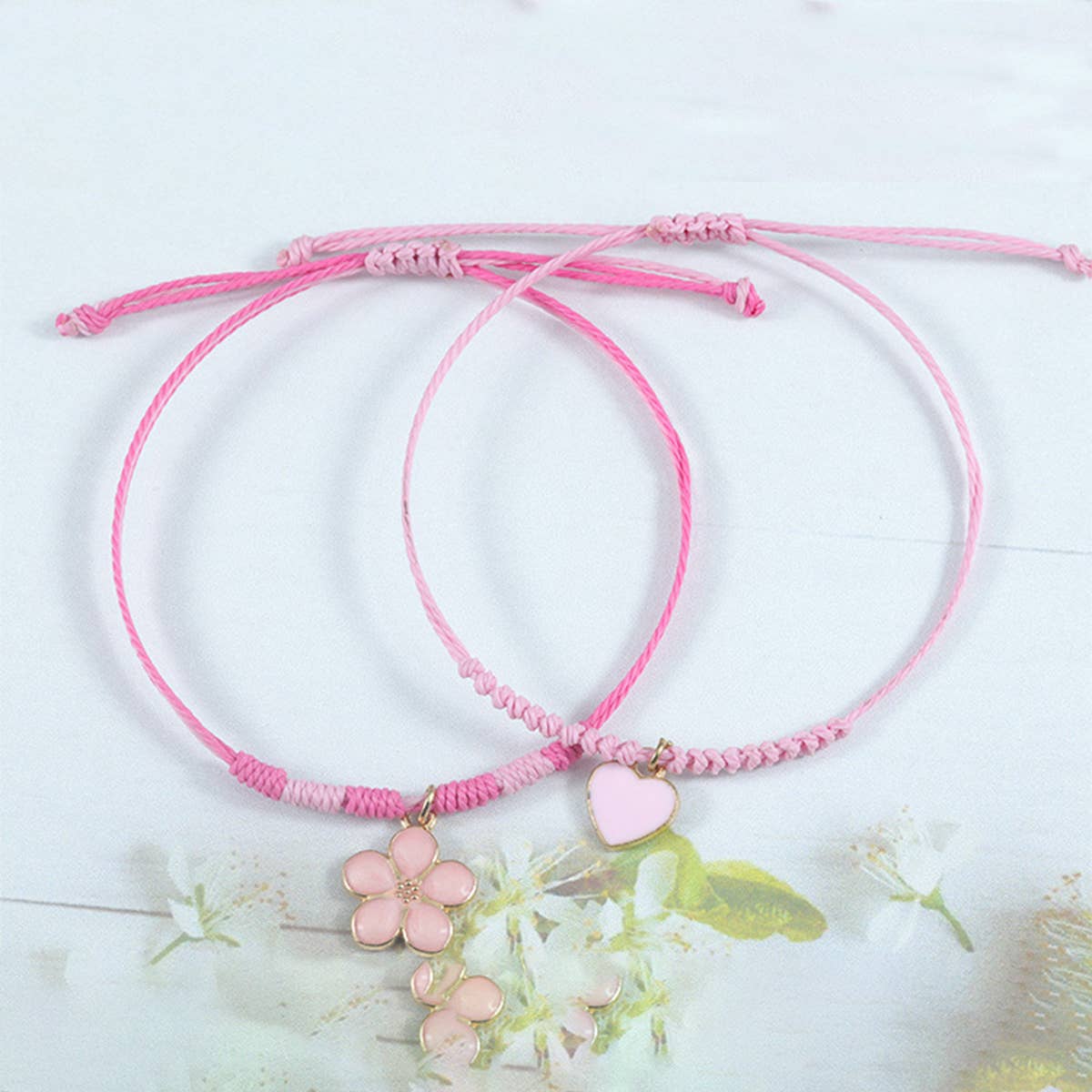 Pink Four LEAF CLover Love Woven Bracelet