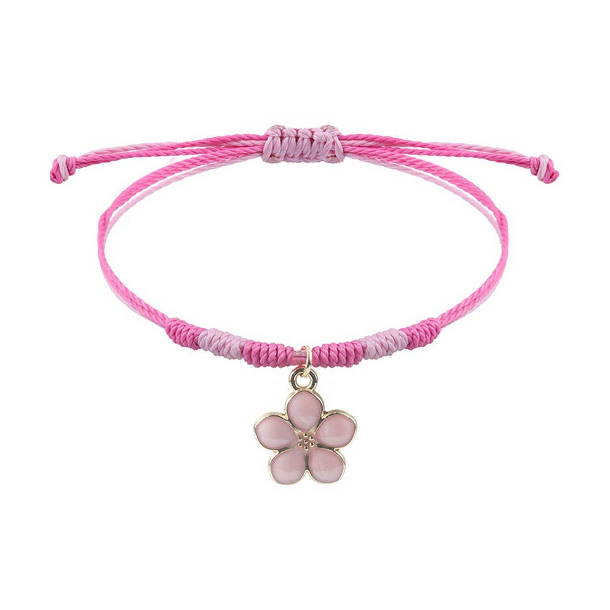 Pink Four LEAF CLover Love Woven Bracelet