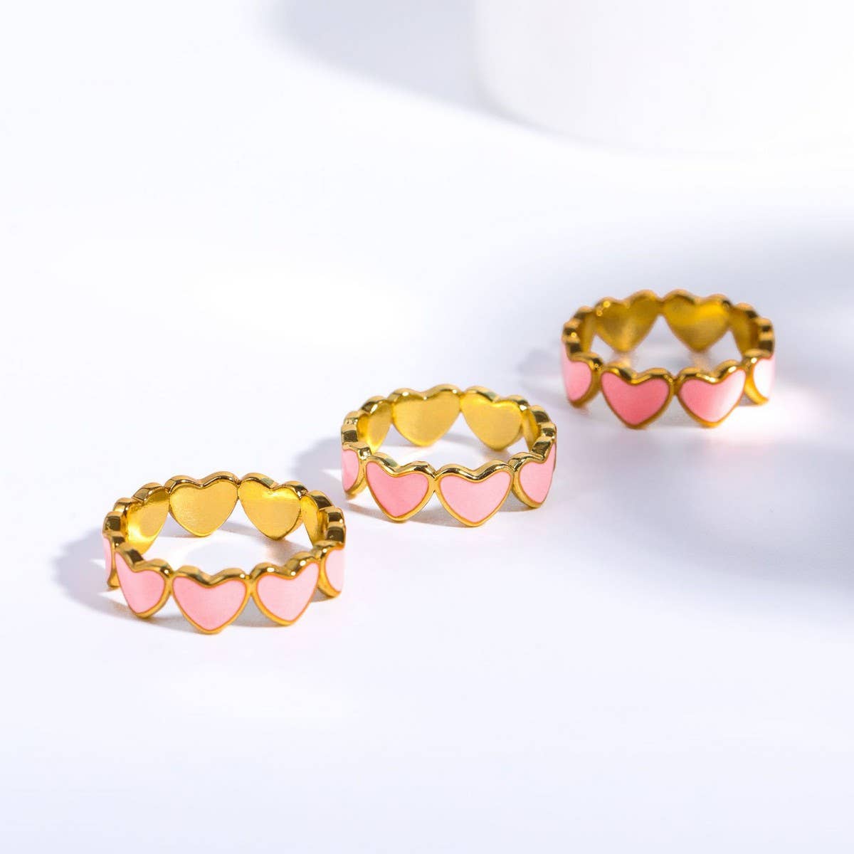 Pink Oil Drop Heart Fresh And Sweet Ring