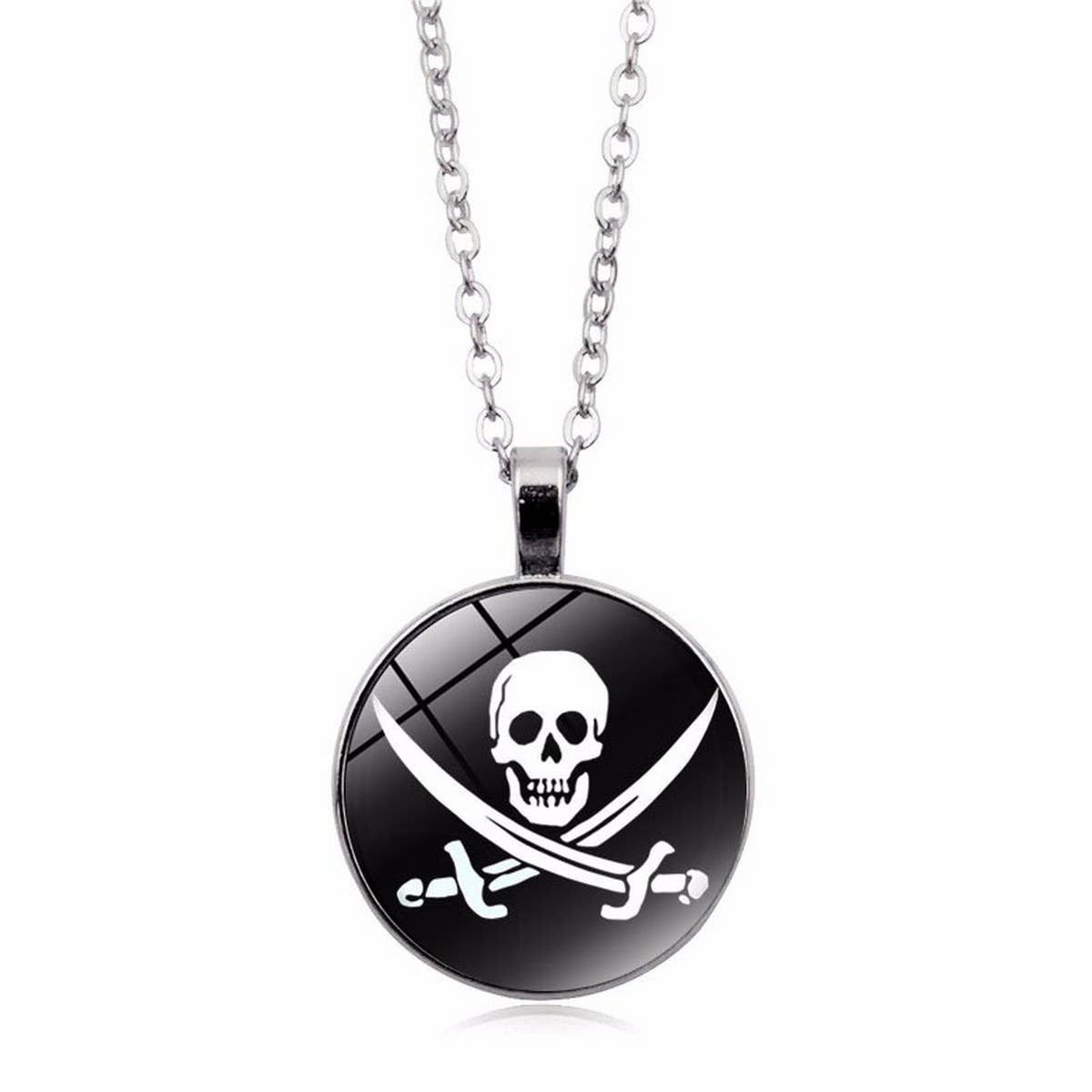 Pirate Skull Alloy Glass NeckLace
