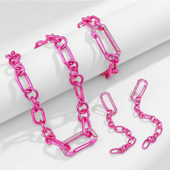 Pink Small Fresh Earrings NeckLace Bracelet Set