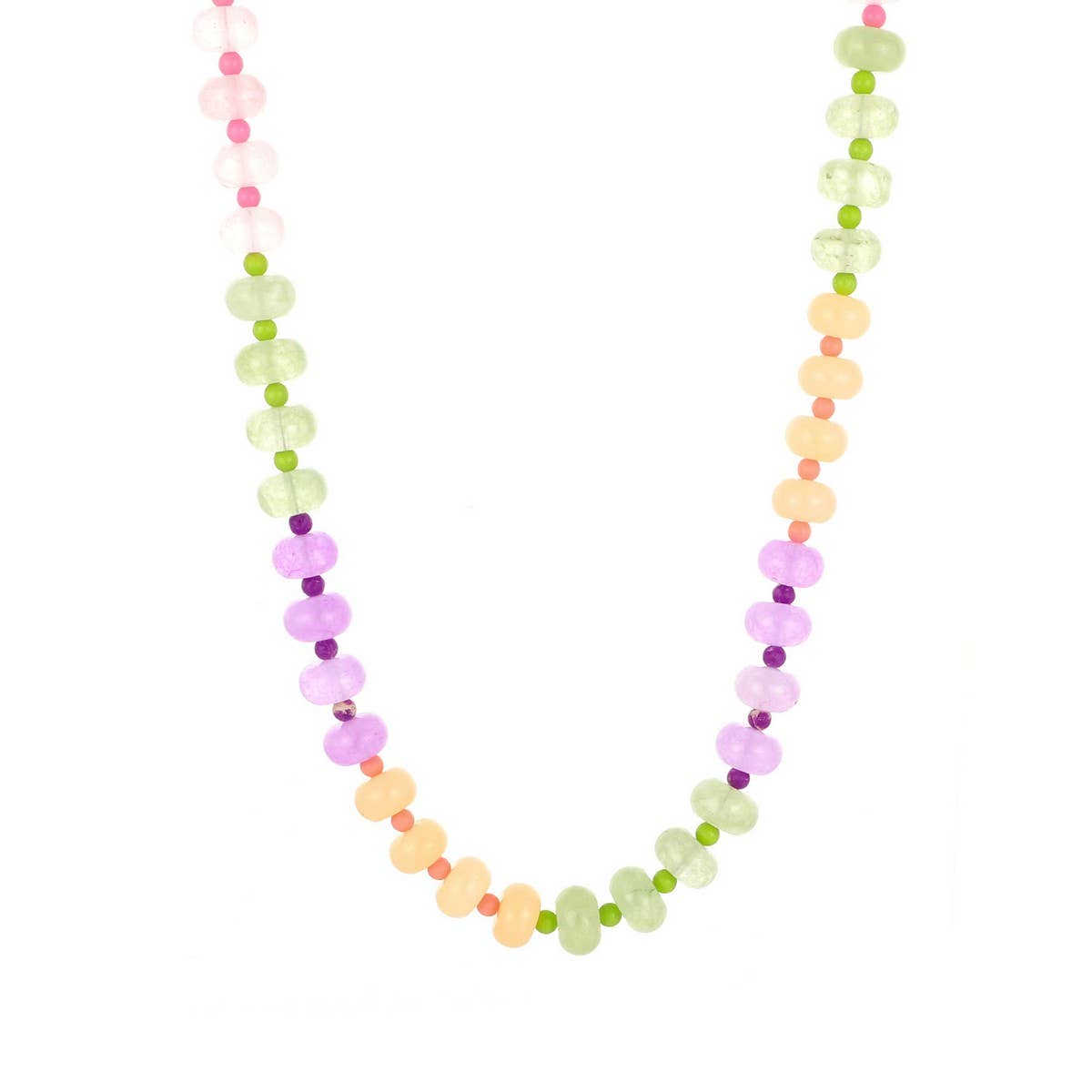 Pink Green Natural Stone Beaded NeckLace