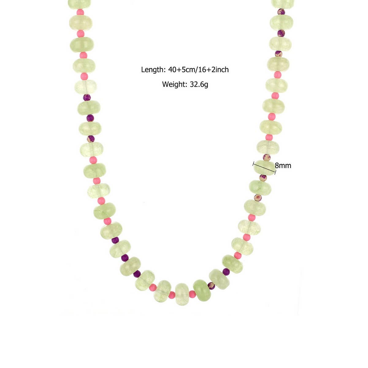 Pink Green Natural Stone Beaded NeckLace