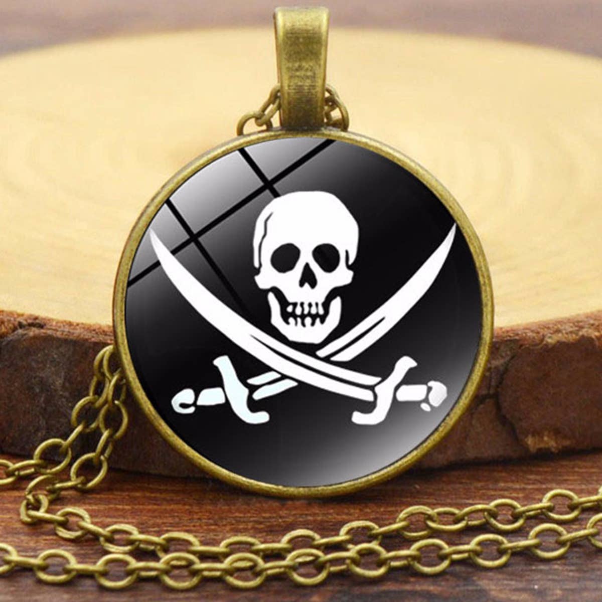 Pirate Skull Alloy Glass NeckLace